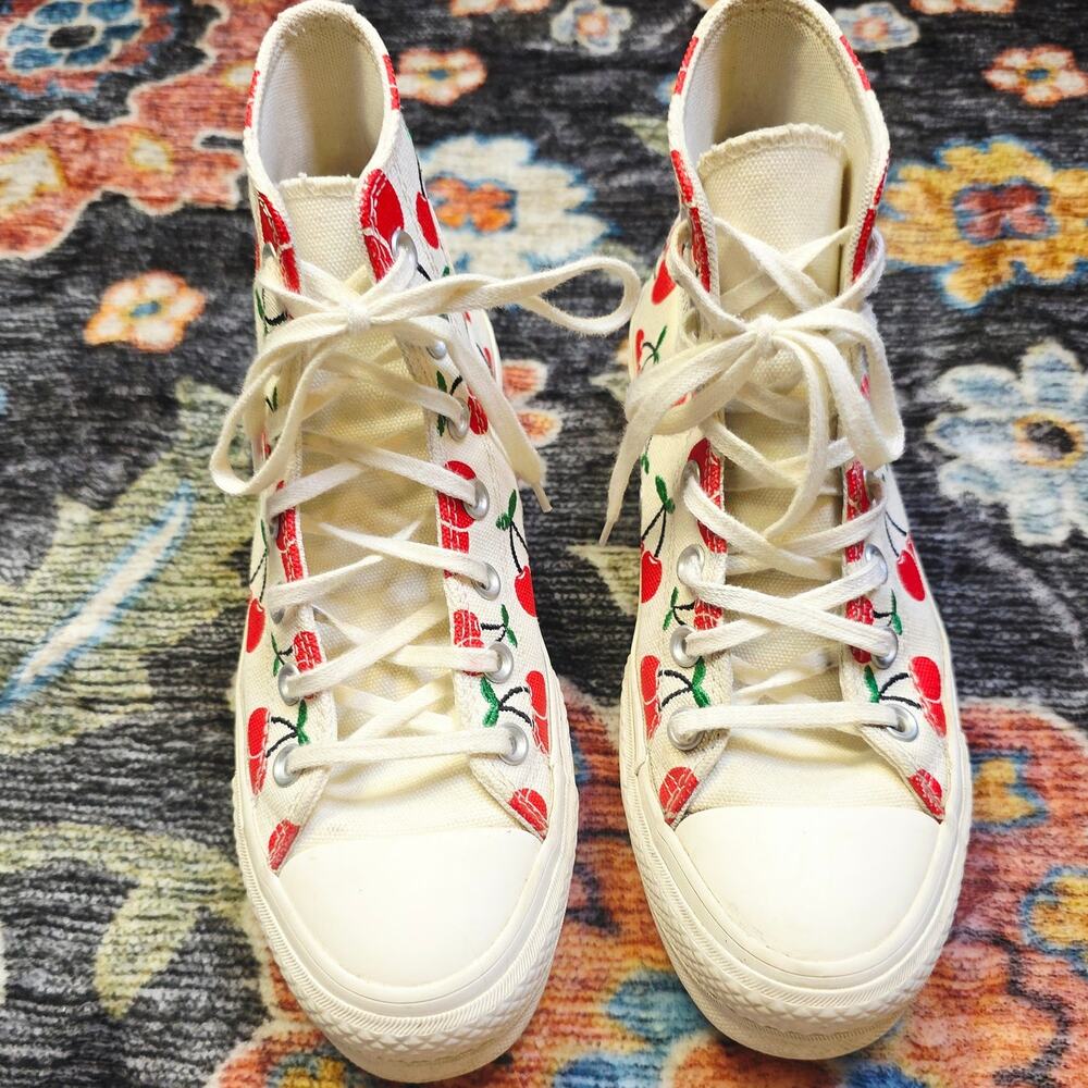 Converse Chuck Taylor All Star Platform Cherry High Top Sneakers Size 7 Cute - Picture 7 of 13